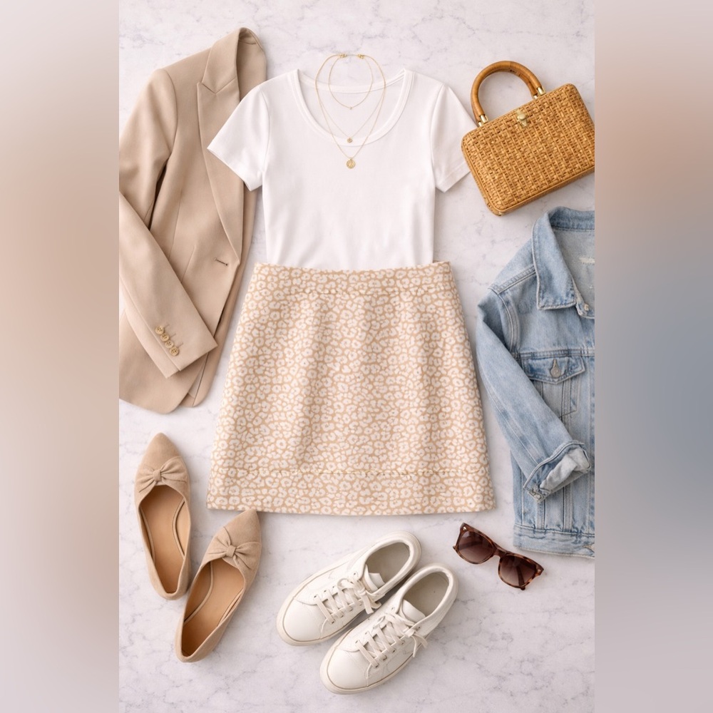 J. Crew Tan Patterned Skirt
